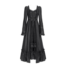 Load image into Gallery viewer, ESKT06601 Gothic Pattern Satin Rose Mesh Long Sleeve Dress