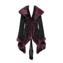 Load image into Gallery viewer, ECT02302 Black And Red Cashmere diamond check fleece collar Gothic jacket