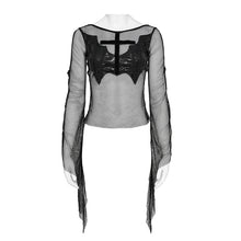 Load image into Gallery viewer, TT306 Bat-Shaped Chest Punk Mesh T-Shirt