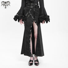 Load image into Gallery viewer, SKT101 High side slit design Japanese sexy girls black half skirts with adjusted loops
