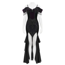 Load image into Gallery viewer, ESKT07602 Black and Purple Gothic Off-Shoulder Fishtail Dress