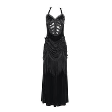 Load image into Gallery viewer, ESKT06501 Gothic velvet dress with fur collar