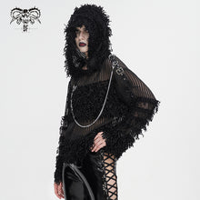 Load image into Gallery viewer, SR014 Plush patchwork hooded cross short sweater