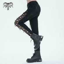 Load image into Gallery viewer, PT210 punk ripped mesh lace up trousers