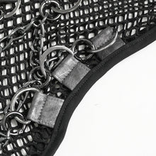 Load image into Gallery viewer, TT317 Large Diamond Mesh & Faux Leather Paneled Woven Punk T-Shirt