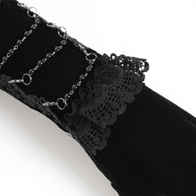 Load image into Gallery viewer, EGE005 Gothic-Style Velvet Long Gloves with Beaded Chain Embellishment