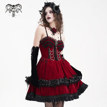 Load image into Gallery viewer, SKT20602 red women Lolita velvet suspenders dress