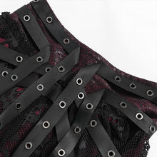 Load image into Gallery viewer, SKT25802 Punk Skull Mesh-Paneled, Snake-Print Faux Leather Micro-Mini Skirt with Multiple Straps