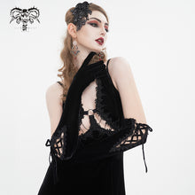 Load image into Gallery viewer, GE02501 Black velvet strap gloves