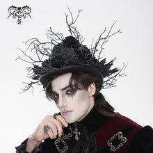 Load image into Gallery viewer, AS283 Gothic Twig and Rose Mini Top Hat