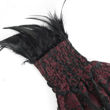 Load image into Gallery viewer, EGE00202 Black and red gothic Flocked rose mesh feather sleeves