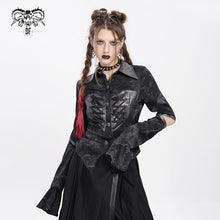 Load image into Gallery viewer, SHT143 Long-sleeved faux leather shirt with random lines patterns