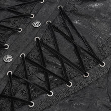 Load image into Gallery viewer, SHT136 Crinkled Shiny Woven Gothic Drawstring Shirt