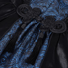 Load image into Gallery viewer, SKT21602 Black and Blue women Cashew Jacquard puffy slip dress