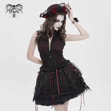Load image into Gallery viewer, SHT161 Gothic V-Neck Backless Cropped T-Shirt with Eyelash Lace Shoulders