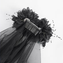 Load image into Gallery viewer, EAS016 Black beaded and diamond big flower veil