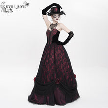 Load image into Gallery viewer, ESKT062 Burgundy rose jacquard fabric dress
