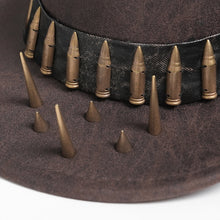 Load image into Gallery viewer, AS266 Punk brown cowboy hat with spiked brim
