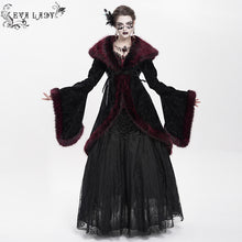 Load image into Gallery viewer, ECT02302 Black And Red Cashmere diamond check fleece collar Gothic jacket