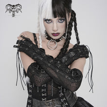 Load image into Gallery viewer, GE046 Punk-Style Mid-Length Gloves Knitted Snake Print with Faux Leather Paneling