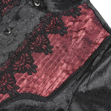 Load image into Gallery viewer, SHT15802 Black and Red Gothic-Style Long-Sleeve Shirt with Branch Pattern
