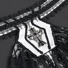 Load image into Gallery viewer, AS27202 White Branch patterned rose mesh gothic bow tie