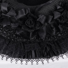 Load image into Gallery viewer, AS198 women gothic Feather rose wide brim big lace straw hat