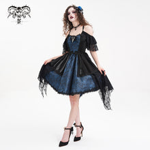 Load image into Gallery viewer, SKT21602 Black and Blue women Cashew Jacquard puffy slip dress