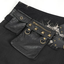 Load image into Gallery viewer, SKT175 Tie Dye Twill Faux Leather Waist Bag Men's Kilt