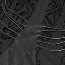 Load image into Gallery viewer, TT302 Circuit diagram flocked print stand-up collar punk T-shirt