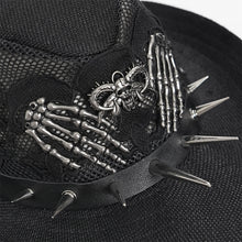 Load image into Gallery viewer, AS284 Punk Skull Lace-Trimmed Cowboy Hat