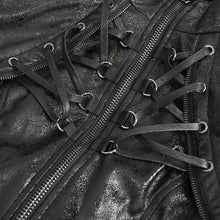 Load image into Gallery viewer, CT212 Stand collar strappy crackled leather jacket