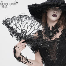 Load image into Gallery viewer, EAS046 Fan with Branch-Patterned Lace Appliqué