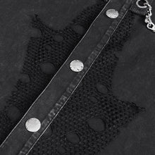 Load image into Gallery viewer, SHT118 Twill broken holes mesh distressed sleeveless shirt