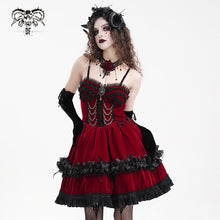 Load image into Gallery viewer, SKT20602 red women Lolita velvet suspenders dress