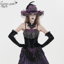 Load image into Gallery viewer, ECST01402 Gothic Corset with Long Beaded Tassels at the Bust