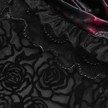 Load image into Gallery viewer, ESKT07802 Black and Red Velvet Paneling with Soft Rose Mesh Gothic Skirt