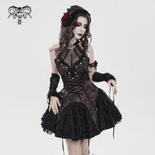 Load image into Gallery viewer, SKT25402 Dark Red Jacquard Rose Pattern Woven Gothic Lolita Dress
