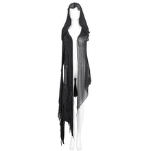Load image into Gallery viewer, CA006 punk asymmetrical women broken holes black hooded cape