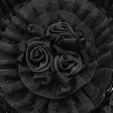 Load image into Gallery viewer, EAS026 Black Skull Rose Mesh Widow Hat