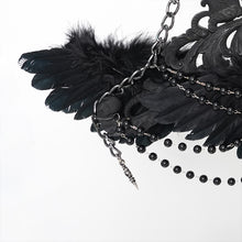 Load image into Gallery viewer, EAS045 Gothic Wood-Grain Cross Chain Decorative Winged Scepter