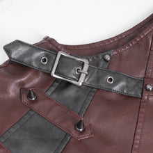 Load image into Gallery viewer, WT08602 wine hand brushed leather men vest