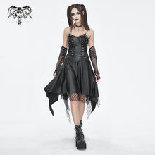 Load image into Gallery viewer, SKT192 Punk slightly shiny leather heart-shaped chain suspender dress