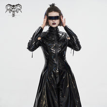 Load image into Gallery viewer, CT210 Patent leather strappy zipper long coat