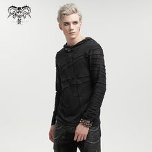 Load image into Gallery viewer, TT158 everyday wear men irregular striped patchwork punk bandage hooded top