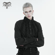Load image into Gallery viewer, SHT10401 Black Chiffon pleated Lace Stand Collar Men's Shirt