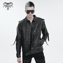 Load image into Gallery viewer, CT207 Punk Rivets Studded Webbing Faux Leather Men's Short Jacket