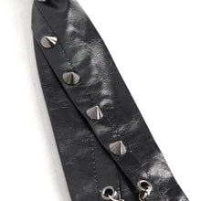 Load image into Gallery viewer, AS149 Asymmetric black leather tie with chain