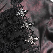 Load image into Gallery viewer, SHT15702 Wine Two-Tone Woven Long-Sleeve Gothic Shirt