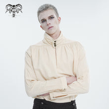 Load image into Gallery viewer, SHT101 Apricot Cotton Linen Jacquard Stand Collar Men's Shirt